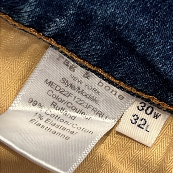 ⭐️ Rag & Bone Fit 2 Slim Jeans Size 30/32 Rutland - Picture 4 of 9